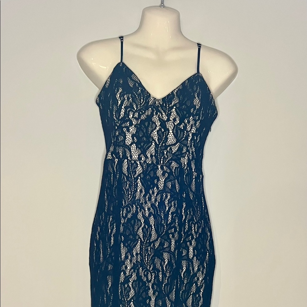 Black lace gown by Marciano